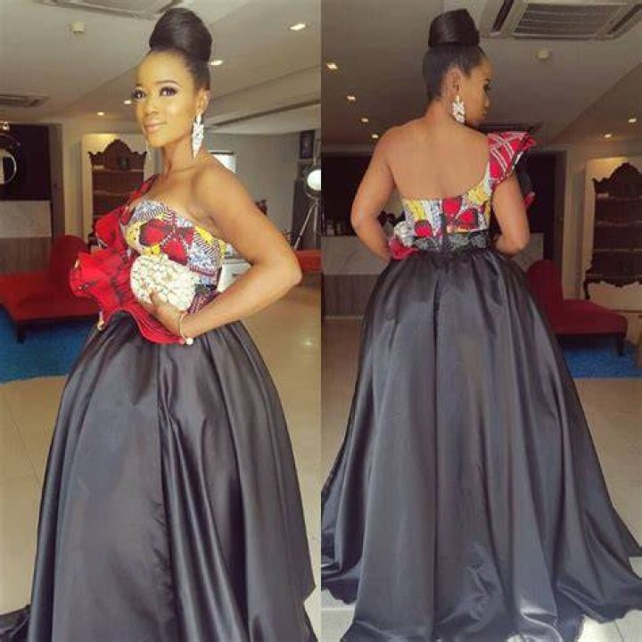 Ankara evening gown with feathers Ankara evening gown with feathers