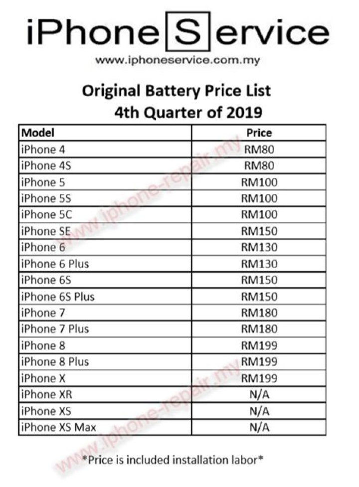 iphone battery replacement price