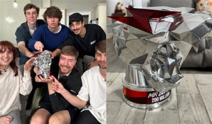 MrBeast receiving an award MrBeast receiving an award