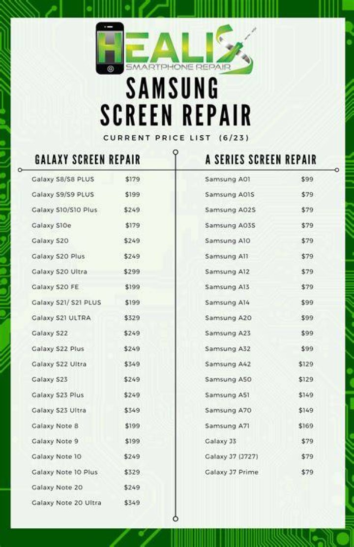 phone screen repair prices by manufacturer