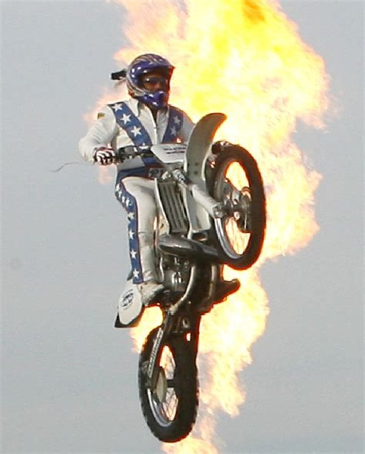 Robbie Knievel performing a daring jump