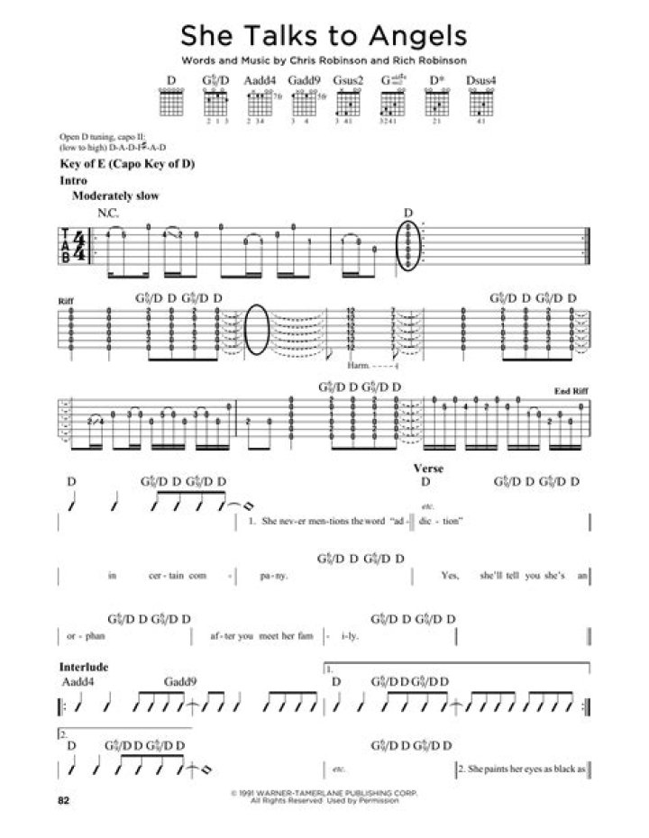 She Talks To Angels guitar lesson - Open E tuning - Black Crowes - rock songs played in open e tuning