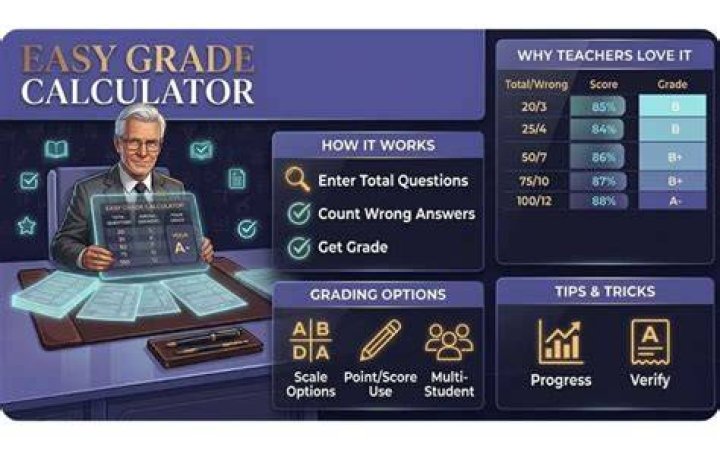 Teacher using a grade calculator tool