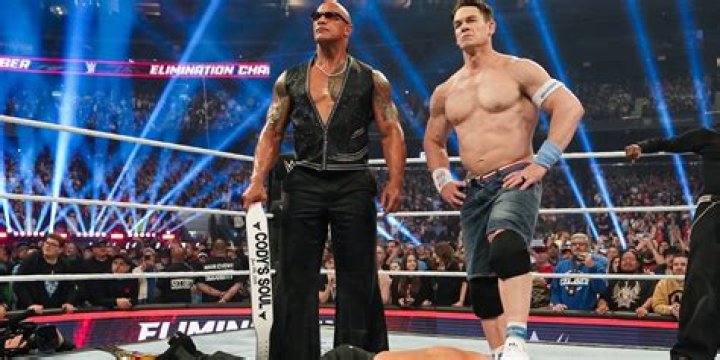 The Rock and John Cena in the ring