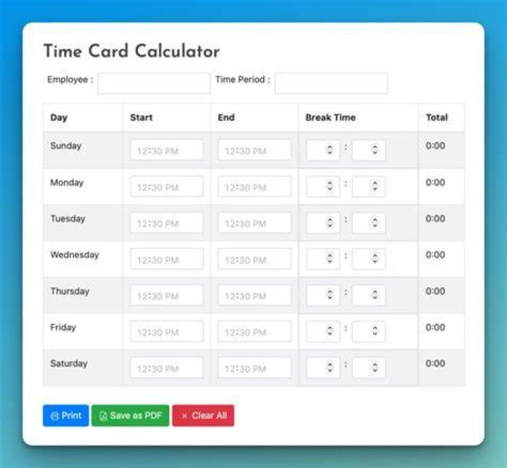 work hours calculator